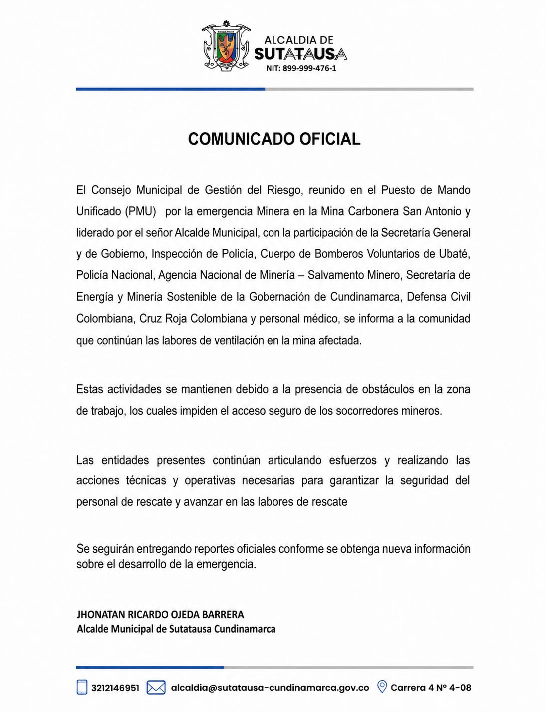 Explosión en mina de carbón de Sutatausa activa operativo de rescate y mantiene en alerta a las autoridades 12