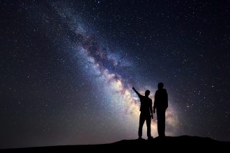 landscape with milky way silhouette of a father a 2026 03 16 03 26 00 utc