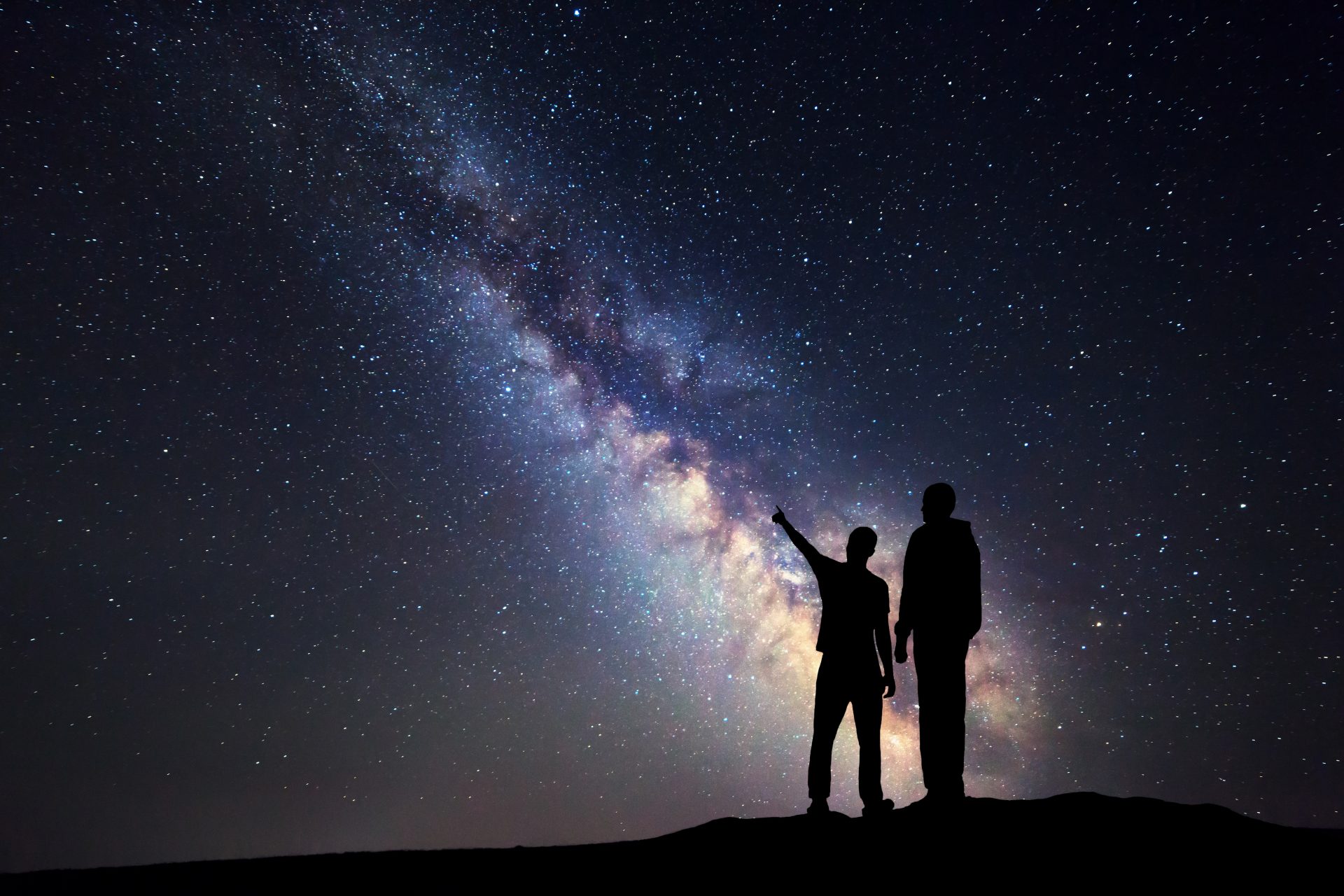 landscape with milky way silhouette of a father a 2026 03 16 03 26 00 utc