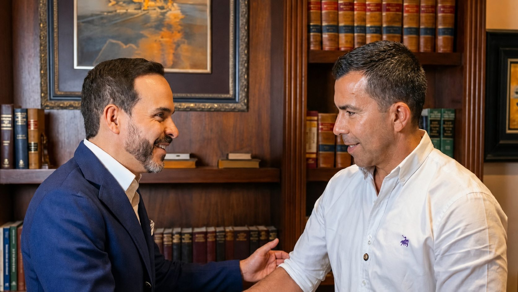 El presidente electo de Colombia, Abelardo de la Espriella (izquierda), durante un encuentro con el gobernador de Cundinamarca, Jorge Emilio Rey Ángel en Barranquilla. Foto: Gobernación de Cundinamarca.