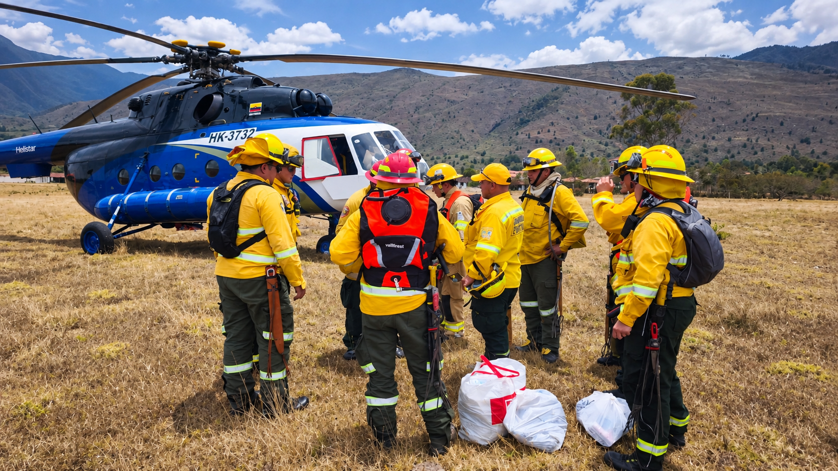 Bomberos de siete municipios de Cundinamarca llegan a Villa de Leyva para ayudar a combatir el incendio forestal 11