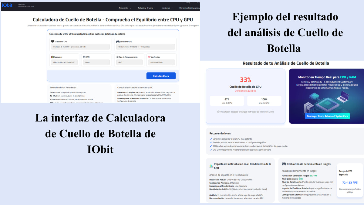 Calculadora de cuello de botella: cómo comprobar el equilibrio entre CPU y GPU con IObit 1