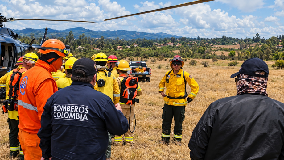 Bomberos de siete municipios de Cundinamarca llegan a Villa de Leyva para ayudar a combatir el incendio forestal 1