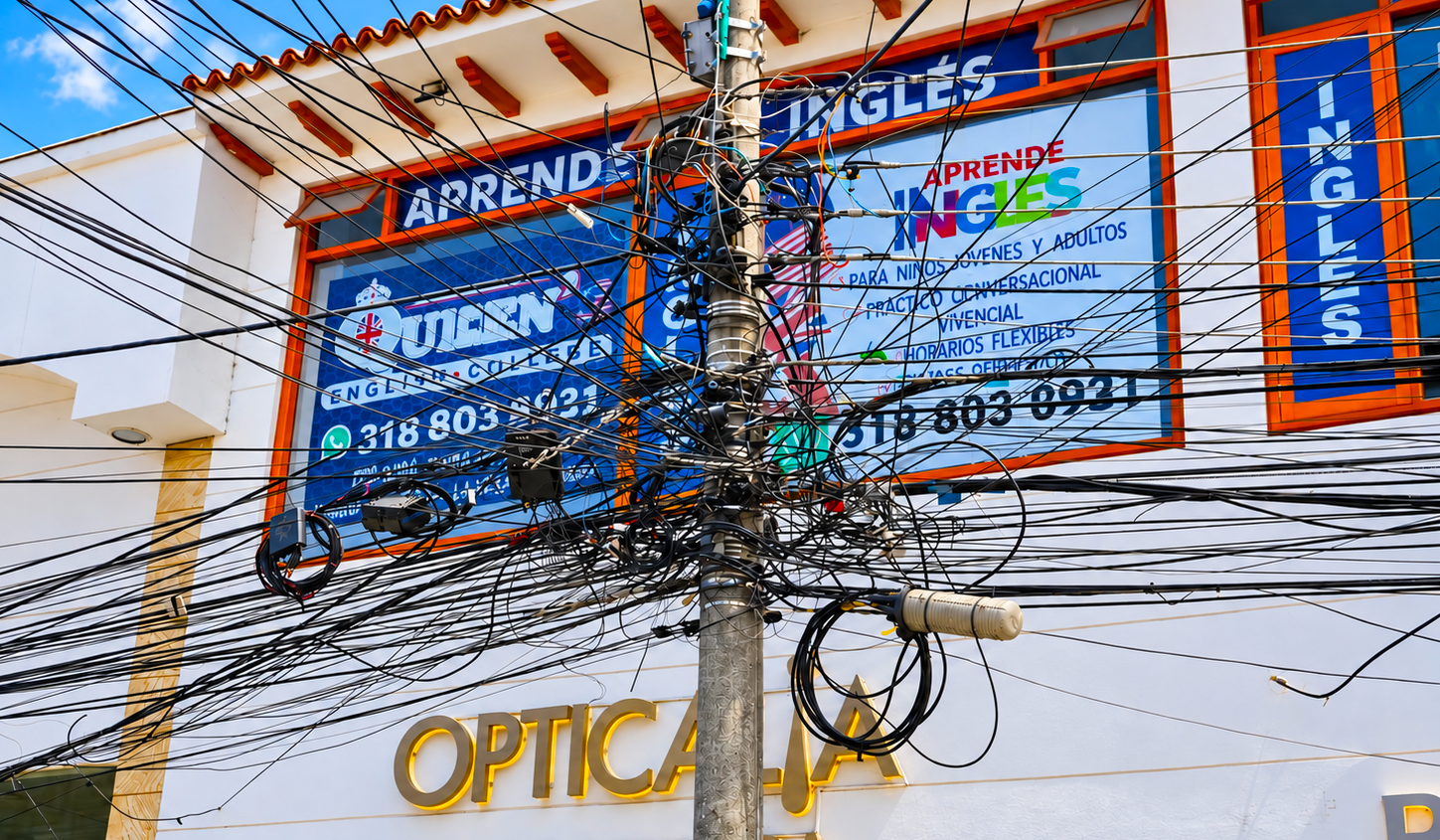 ¿De quién son los cables que saturan los postes de Zipaquirá? Empresas deberán identificar y retirar redes en desuso 1